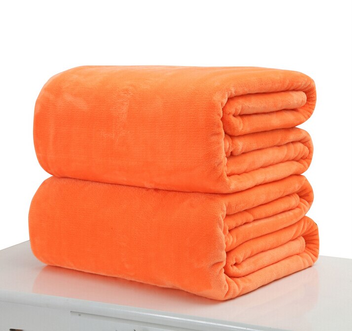 Weiche Warme Korallen Vlies Decke Winter Blatt Bettdecke Sofa Werfen Licht Dünne Mechanische Waschen Flanell Decken: Orange
