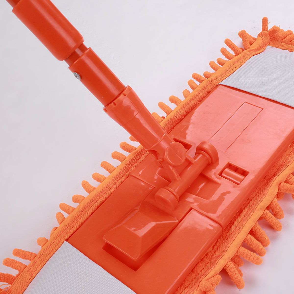 Soft Bristle Rubber Broom Sweeper Dry and Wet Cleaning Sweeper With Telescopic Handle Extendable Microfibre Floor Mop: Orange