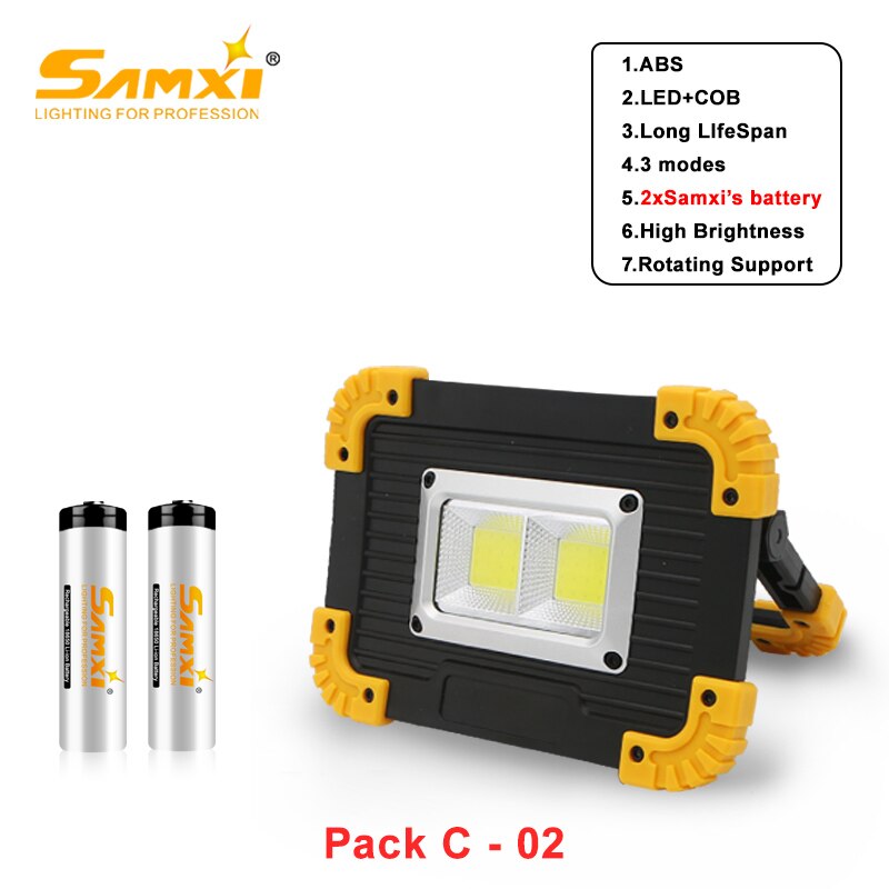 Batería portátil Spotlig 18650 con linterna LED recargable como banco de energía equipo de Camping para lámpara de Camping linterna al aire libre: Pack C 02