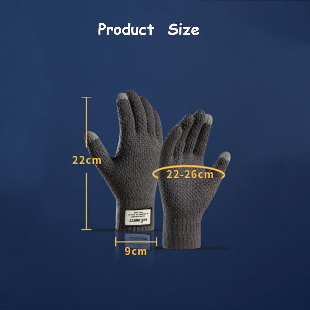 Gants en laine et cachemire pour écran tactile, tricotés pour hommes, couleur unie, , hiver, automne, épais, , résistant au froid, hiver