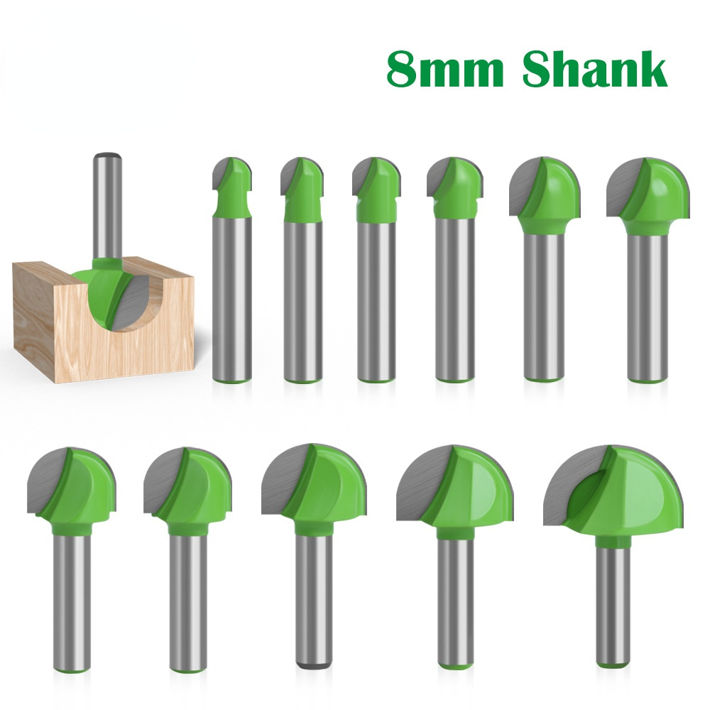 8mm Shank Ball Nose End Mill Round Nose Cove CNC Milling Cutter Bit Radius Core Box Solid Carbide Router Bit Woodworking Tools