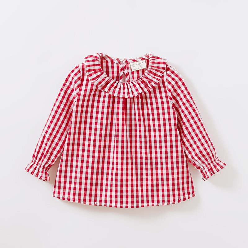 Baby Meisje Kleding Zuigeling Lente Shirt Peuter Plaid Ruffle Lange Mouwen Tops Kinderen Katoenen Pop Kraag Shirts Kid Kleding