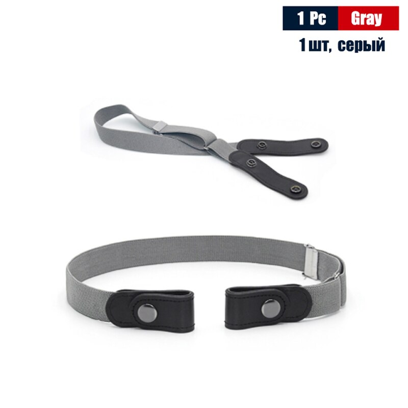 Cinturón elástico sin hebilla para hombre, sin hebilla, para pantalones vaqueros: Gray