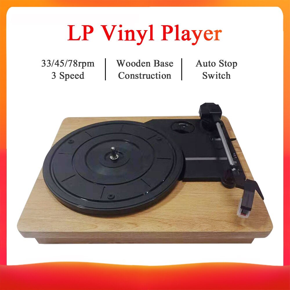 DC 5V Retro Player Stereo 33 45 78 RPM LP Three Speed Vinyl Record-Turntable Player Gramophone RCA R/L 3.5mm: Default Title