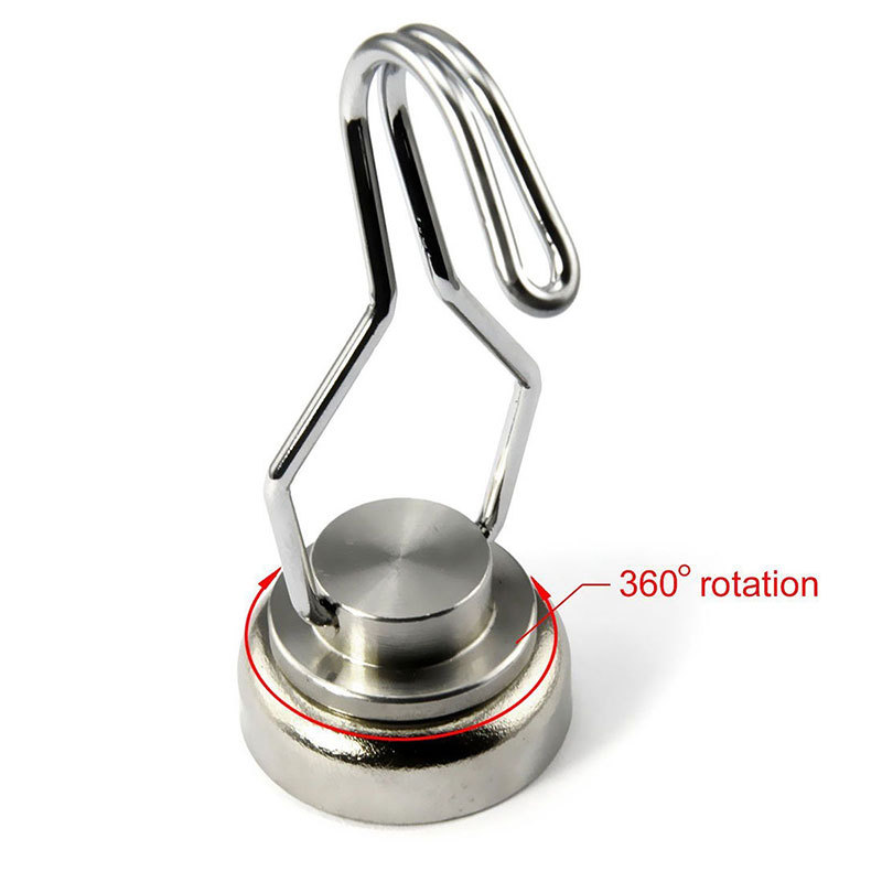 4 stuks zilveren sterke neodymium magneet 360 graden roterende magnetische haak permanente magneet hanger sleutelhanger koelkasthangers