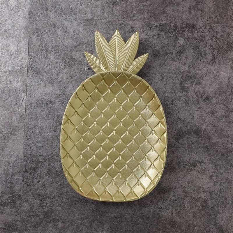 Houten Gouden Ananas Dessert Fruitschaal Mode Geometrische Eettafel Opbergvak Ananas Blad Decoratie Ambachten Ornament: L Pineapple