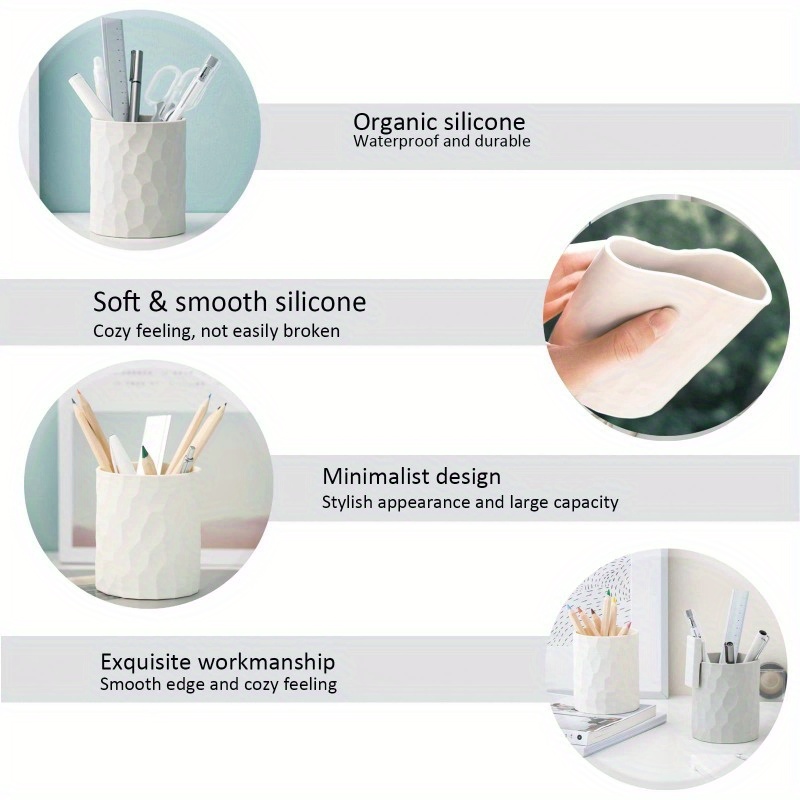 - verkoop van witte siliconen pennenhouder, pennenbakje, klein bestekrekje, pennenhouder voor op het bureau van een student, make-up opbergdoos.