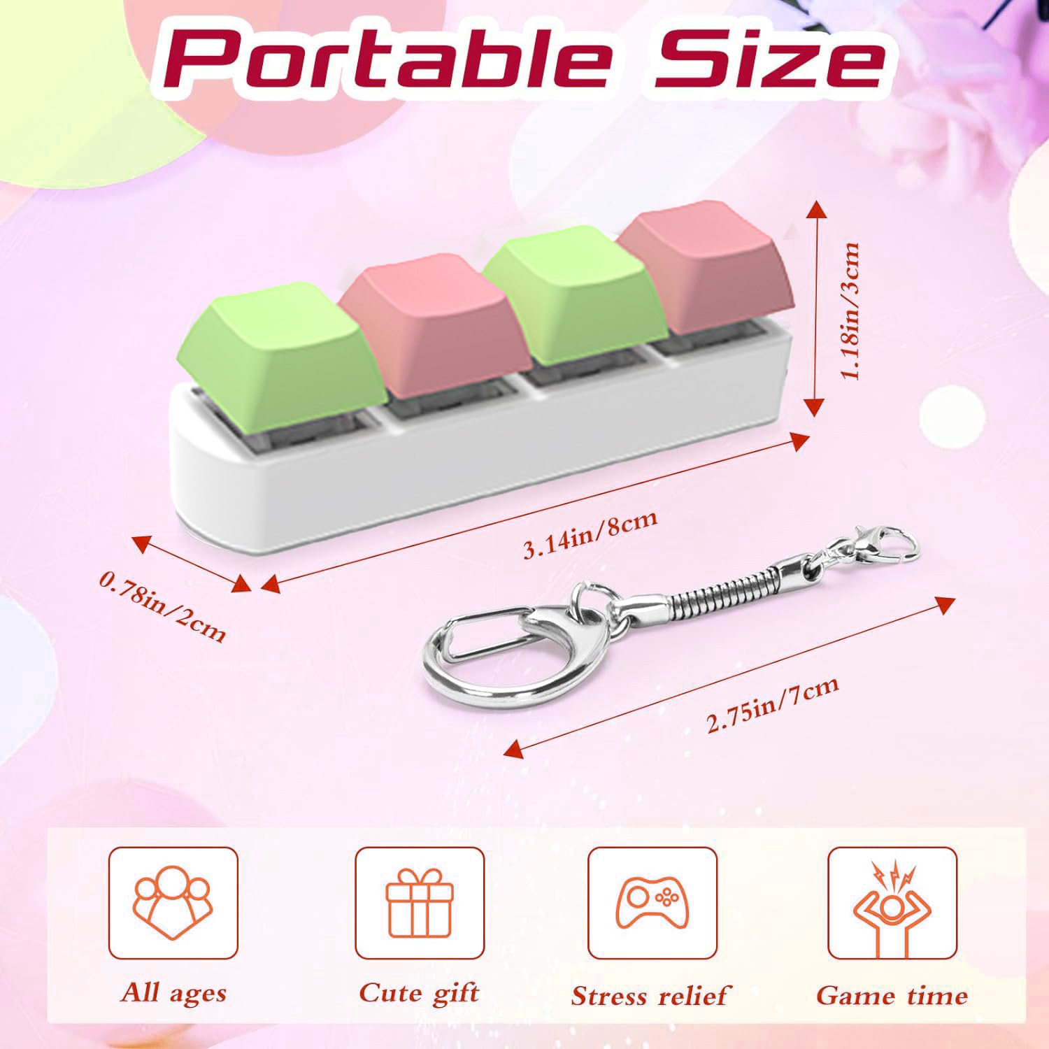 4 Keys Mechanical Keyboard Axis Tester DIY Keycaps Stress Relief Toy Finger Calming Fidget Keyborad Button Office Toy Keychain