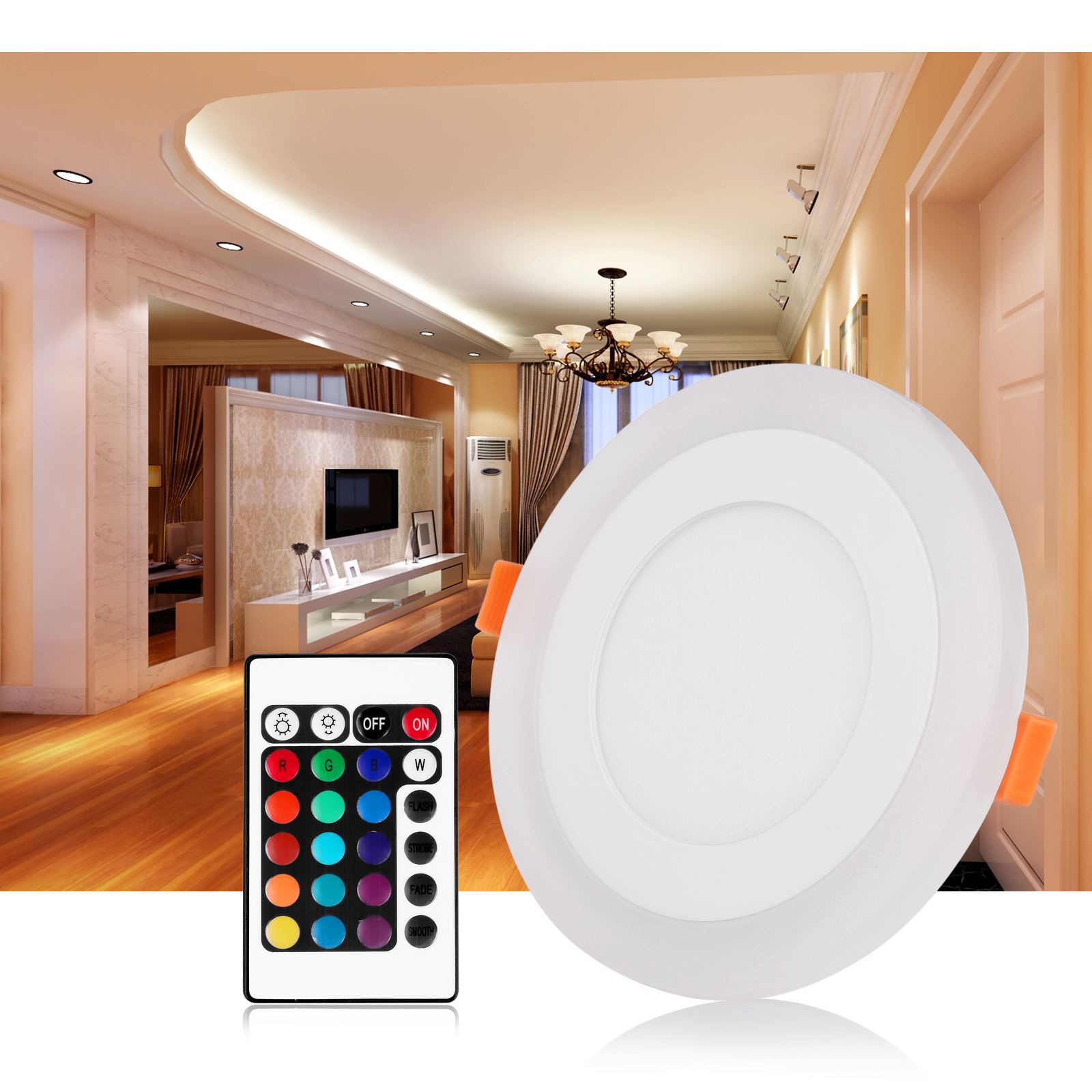 Ultra Slim Round Concealed Dual Color LED Panel Light Cool White Lamp Downlight AC100-265V