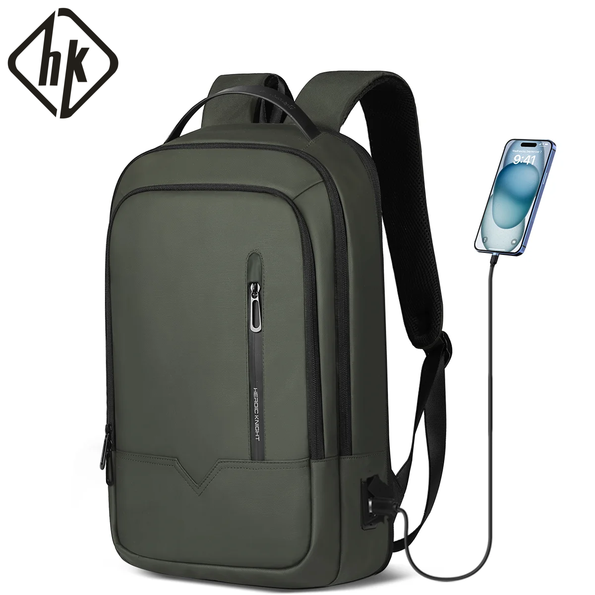 HK Uitbreidbare zakelijke rugzak voor heren Notebooktas met USB-poort Lichtgewicht 15,6 inch laptop Schooltas Grote reisdagrugzakken