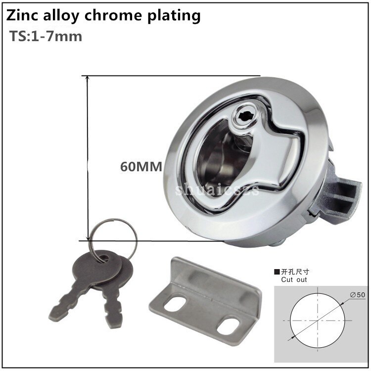 Stainless steel round lock car door inside and outside double door lock pull ring hand lock pull buckle lock: L zinc alloy lock