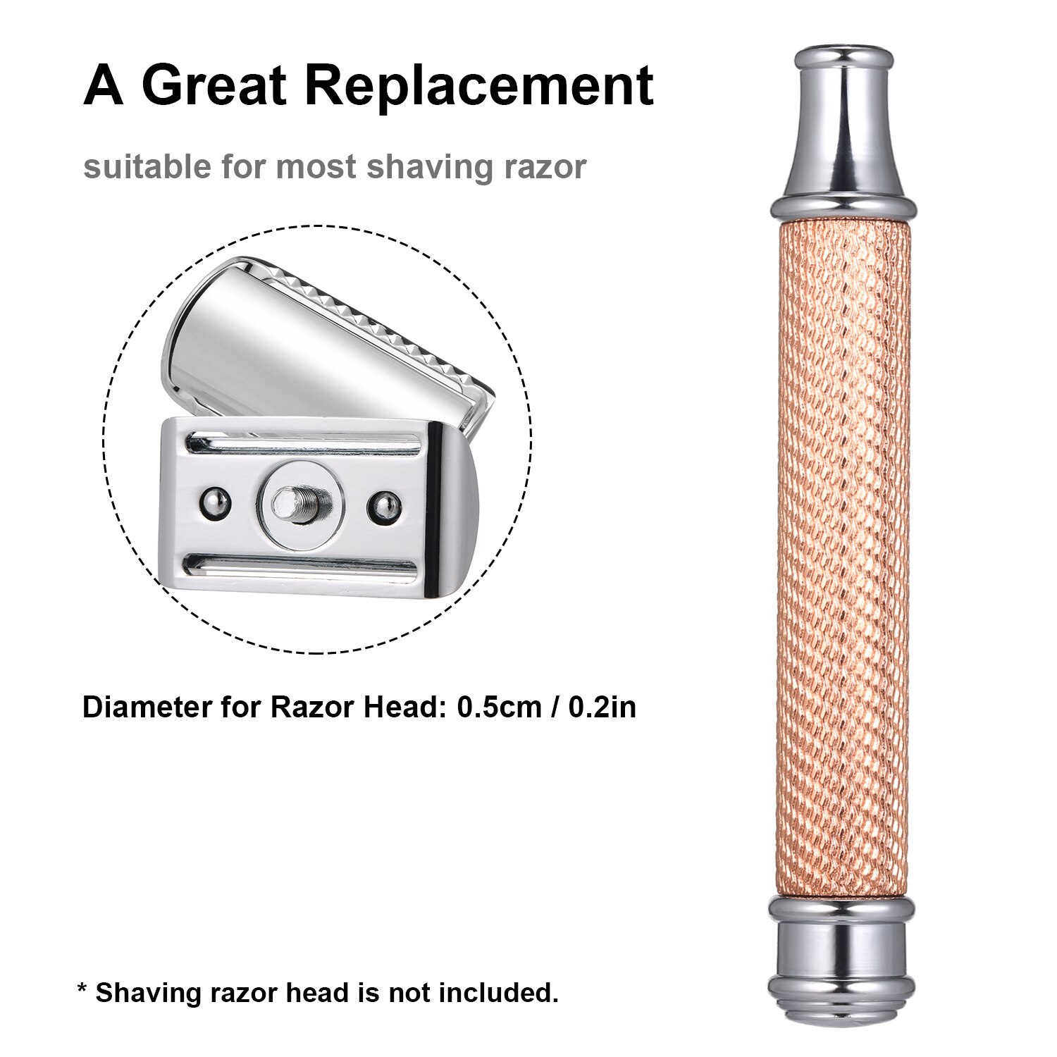 Stainless Steel Shaving Handle Double Edge Shaving Razor Safety Replacement Beard Razor Handle Grip Manual Mustache Shaving Tool