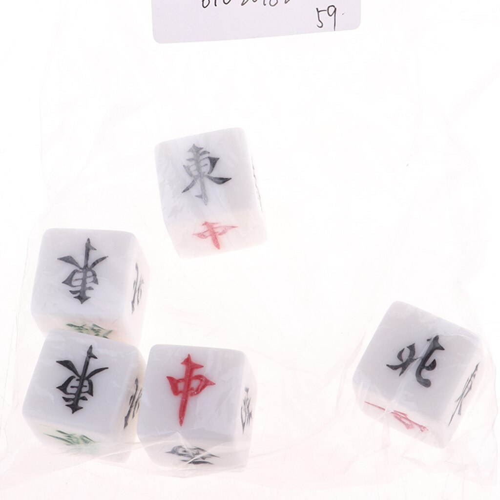 Kit  of 5 stk. mahjong terninger i akryl tilbehør i mahjong-størrelse