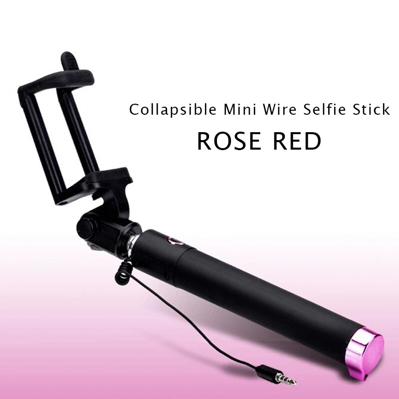 Universal- Faltbare Tragbare Handheld Monopod Selfie Stock Erweiterbar 3,5 verdrahtet Einbeinstativ Selfie Stock Für Android Für iPhone X 8 7: Rosa