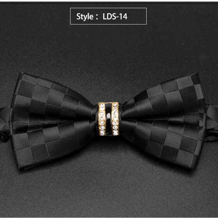Mænd bowtie formel stribe luksus rhinestone slips mænds bryllup butterfly mandlige kjole skjorte slips: Lds -14