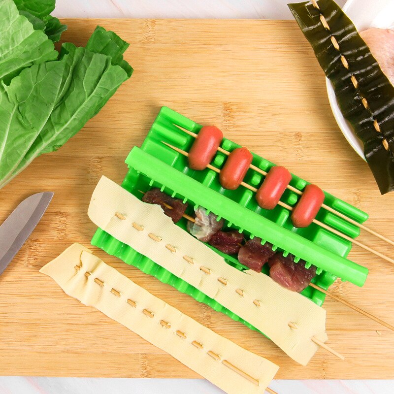 Köttspett maskin 3 in 1 köttsnöre enhet bärbar kebabmaskin bbq spett verktyg för nötkött fläsk churrasco shish kebab