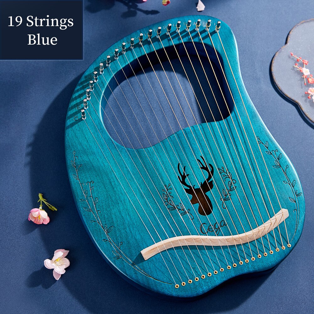 ARPA de Lira de 16 cuerdas, instrumento Musical de madera de caoba, Musicales con llave de afinación, Plectrum, Manual en inglés