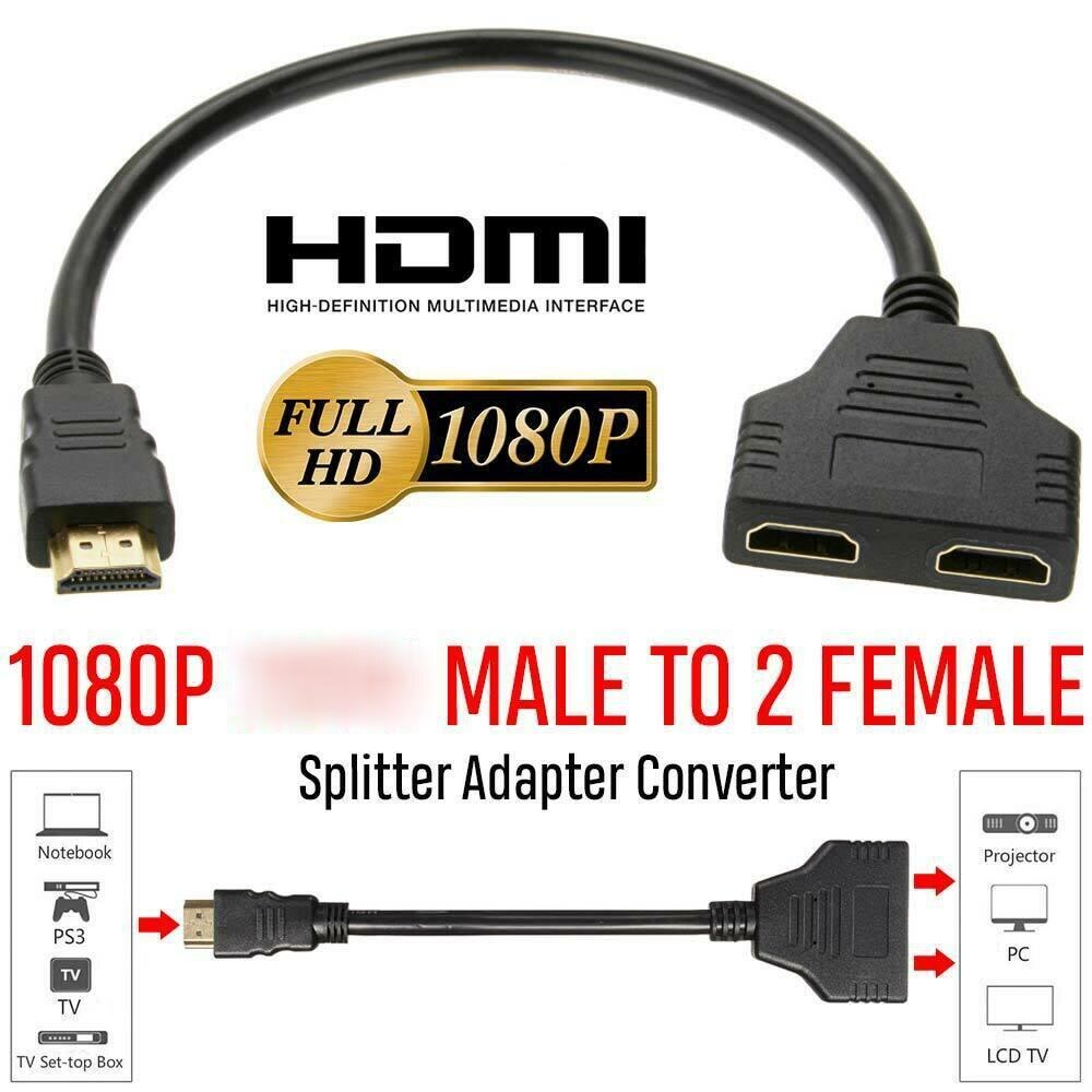 1080P HDMI-compatible Splitter Male To Female Cable Adapter Converter HDTV 1 Input 2 Output 2-port HDMI-compatible Switch