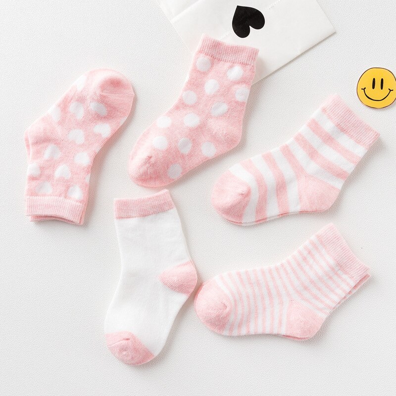 5Pairs/Lot Spring Fall Winter Comfort Cotton Sample Color Solid Newborn Baby Girl Kids Breathable Socks