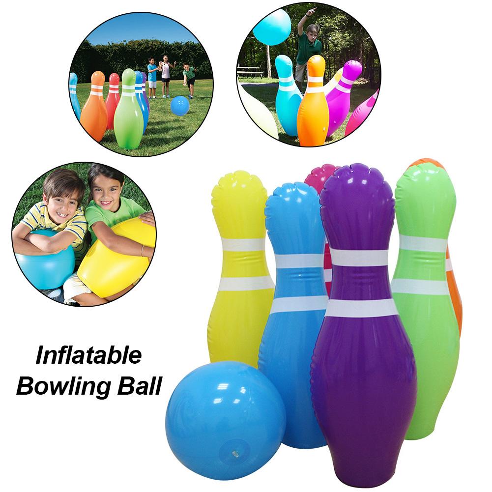 Sjov baby udendørs legetøj børn interaktion fritid mini bowling pædagogisk sjov sportslegetøj sæt med bold og stifter underholdning: Default Title
