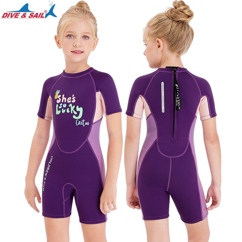 2.5mm Girls wetsuit shorty for kids girls One-piece wetsuit short-sleeved snorkeling surf jellyfish spring wetsuit