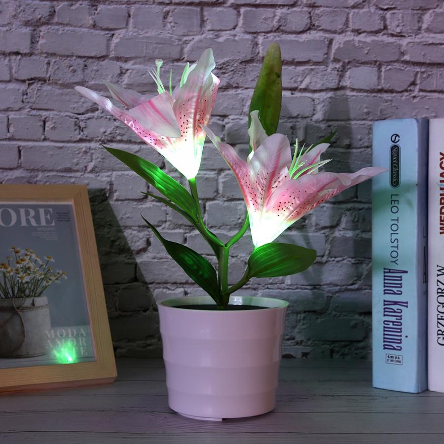 Solar Led Kunstmatige Lelie Lamp Simulatie Bonsai Decor Bloem Licht Voor Home Decoratie Kunstmatige Bloem Licht