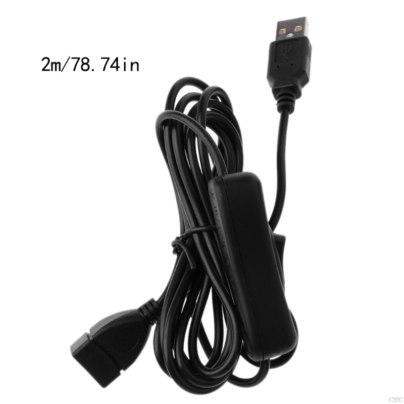 USB Extension Cable 1M/2M ON OFF Switch for PC USB Fan LED Lamp Charger Raspberry Pi