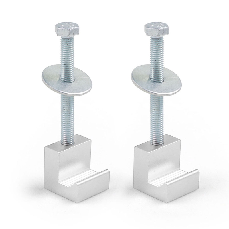 2Pcs J-Shaped Auto Tool Box Tie Downs Premium Aluminum Hook Crossover Toolbox Pickup Tie Downs Wide Clamp Toolbox Tensioner: silver