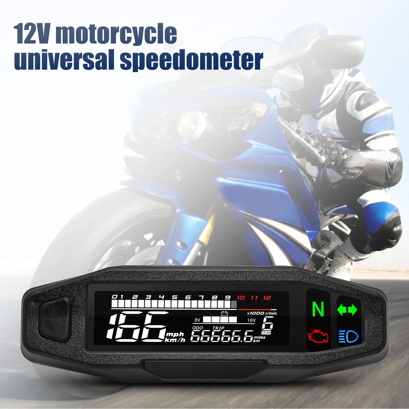 Instrumento medidores digitales universales, velocímetro de Moto, tacómetro Digital, odómetro, Sensor de instrumento, medidor de velocidad, tacómetro