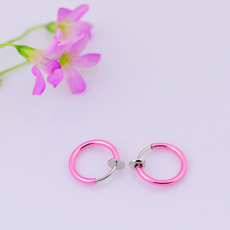 Einfache Punk Bar Lappen durchbohren Zunge Bauch Lippe Ring Knorpel Ohrringe Brincos Für Frauen ErkläSprosse Ohr Schmuck Nase Ringe: Rosa