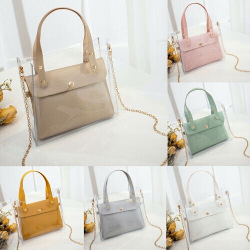 Sommar klar transparent pvc axelväskor kvinnor godis färg kvinnor gelé väskor handväska enfärgade midjeförpackningar