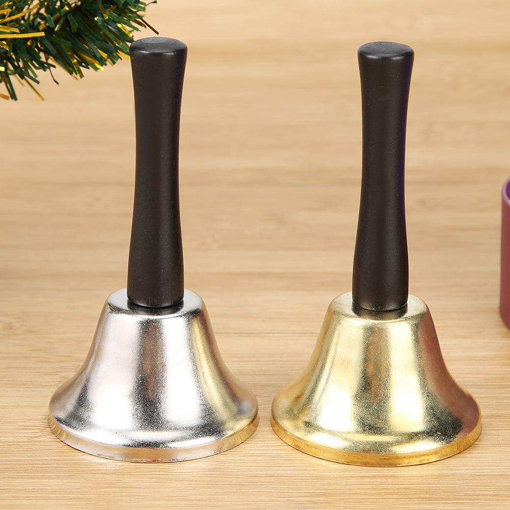 2 Colors Metal Hand Bell Gold Silver Christmas Xmas Necessity Year Party Celebrate Rattle Tool Decoration Supplies Accessory