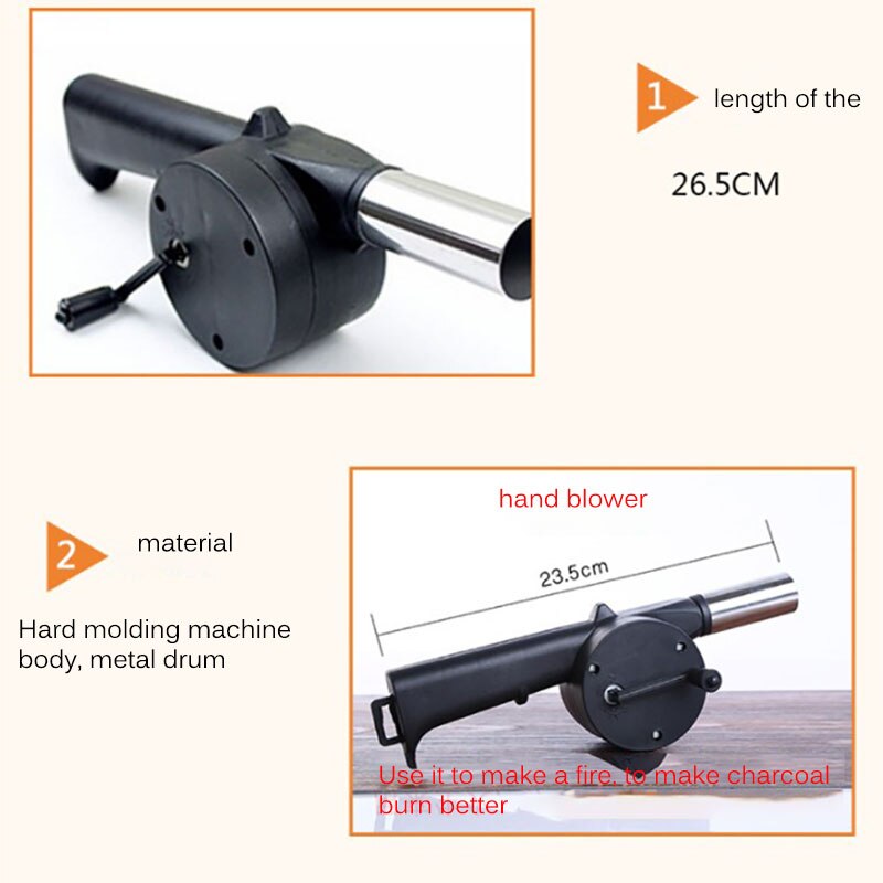 Manual Blower Portable Fan Air Blower Hand Crank Blower BBQ Tools Hairdryer Oven Accessories