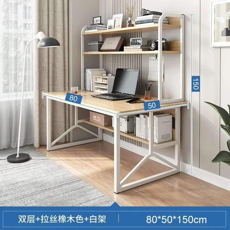 Bureau Desktop Computer Bureau Boekenplank Geïntegreerd Bureau Eenvoudige Slaapkamer Student Leren Schrijftafel Home Des: Bruin