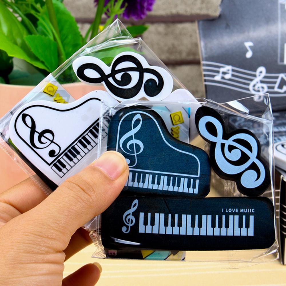 3 st / set musikaliska pianotoner gummi penna suddgummi skolelever koreanska brevpapper korrigering leveranser för barn