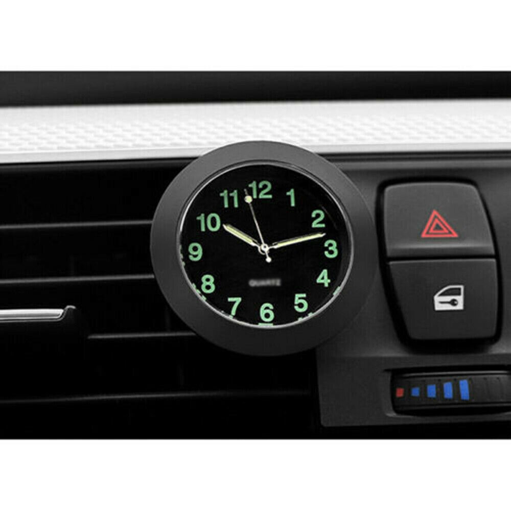 Interieur Auto Klok Innerlijke Zwart Chroom Metalen Quartz Analoog Horloge Vervanging