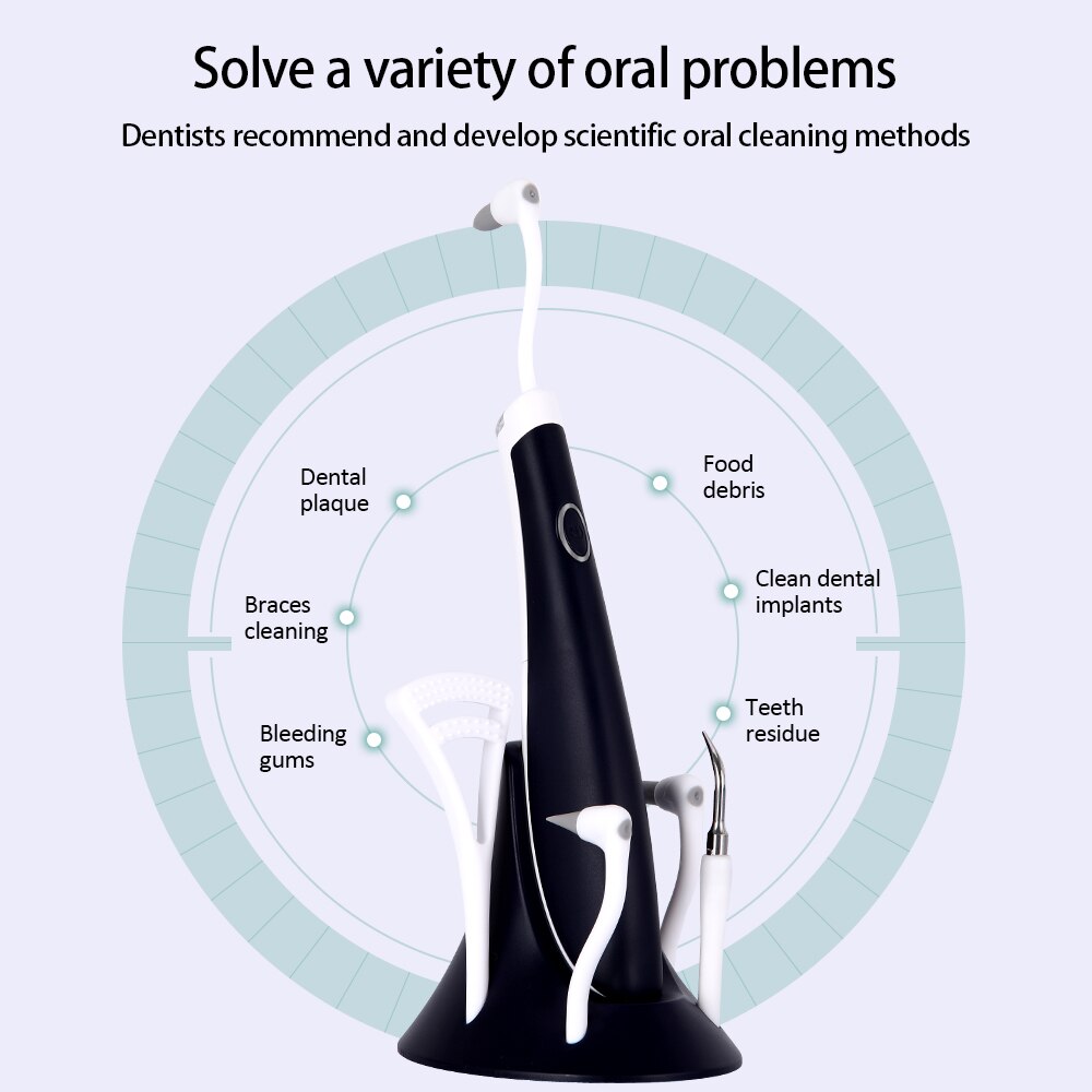 juego de pulidor blanqueador de dientes eléctrico 5 en 1, con luz LED, eliminador de cálculo, vibración de alta frecuencia, limpieza de sarro, dentista
