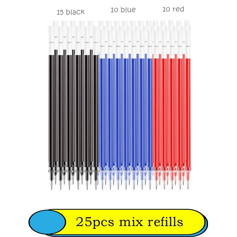 6-25Pc 0.5mm Gel Pen Set Neutral Pen Black/Blue/Red Color Replacable Refill Smooth Writing School Stationery Supplies