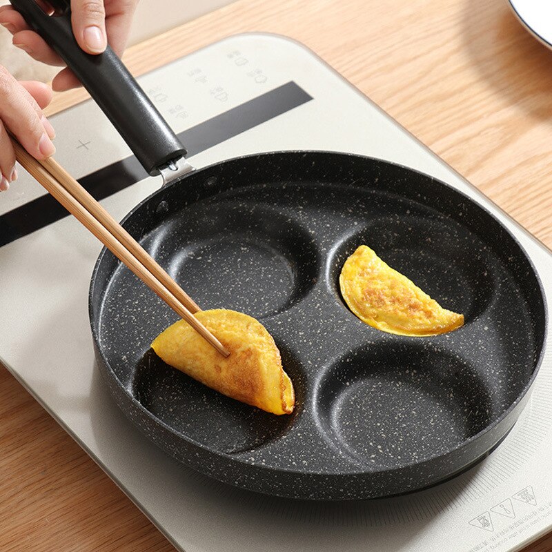 Vier-Gat Frituren Pot Verdikte Omelet Pan Non-stick Ei Pannenkoek Steak Pan Koken Ei Ham Pannen Ontbijt maker Voor Gasfornuis