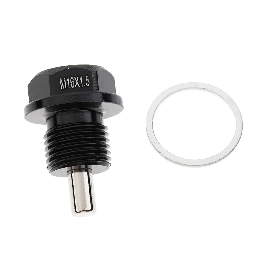 M16x1.5 Metal Magnetic Oil Drain Plug Bolt Screw Sump Nut With Washer Black