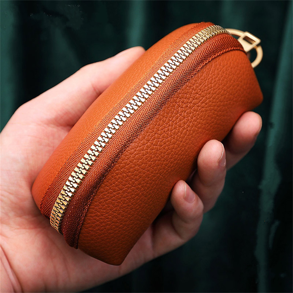 Bolsa organizadora de cuero suave para hombres y mujeres, cartera para llaves de coche, llavero de casa, funda para llaves con cremallera, Mini bolsa para tarjetas
