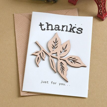 6pcs Mini Birthday Cards Wood Message Kids Party Greeting Cards: MINI-1910-09