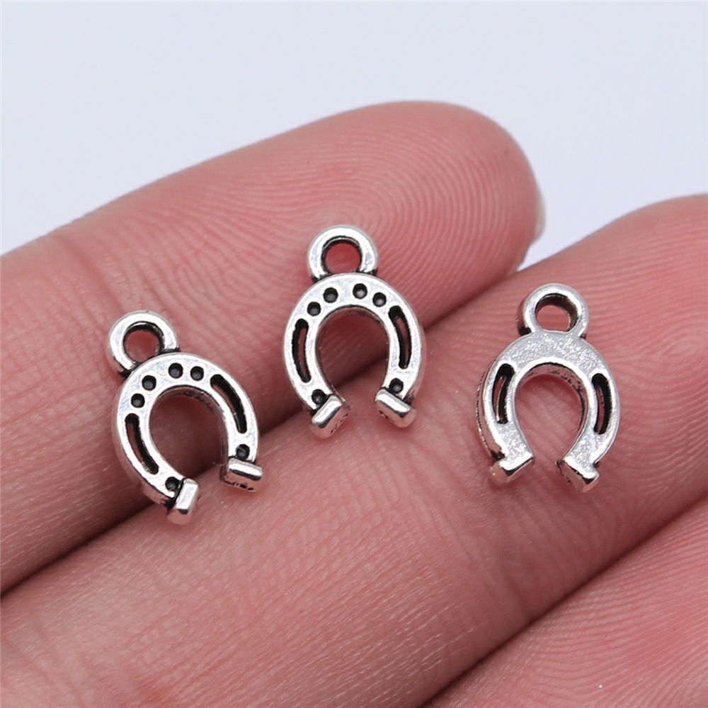 Wysiwyg 20 Stuks 12X8Mm Antiek Zilver Kleur Kc Gouden Kleur Hoefijzer Charms Voor Sieraden Maken Diy Sieraden bevindingen: Antique Silver Plated