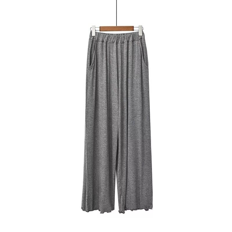Herfst winter dames slaapbroek elastisch comfort modal pyjamabroek dames losse plus size slaapbroek wijde pijpen broek: Donkergrijs