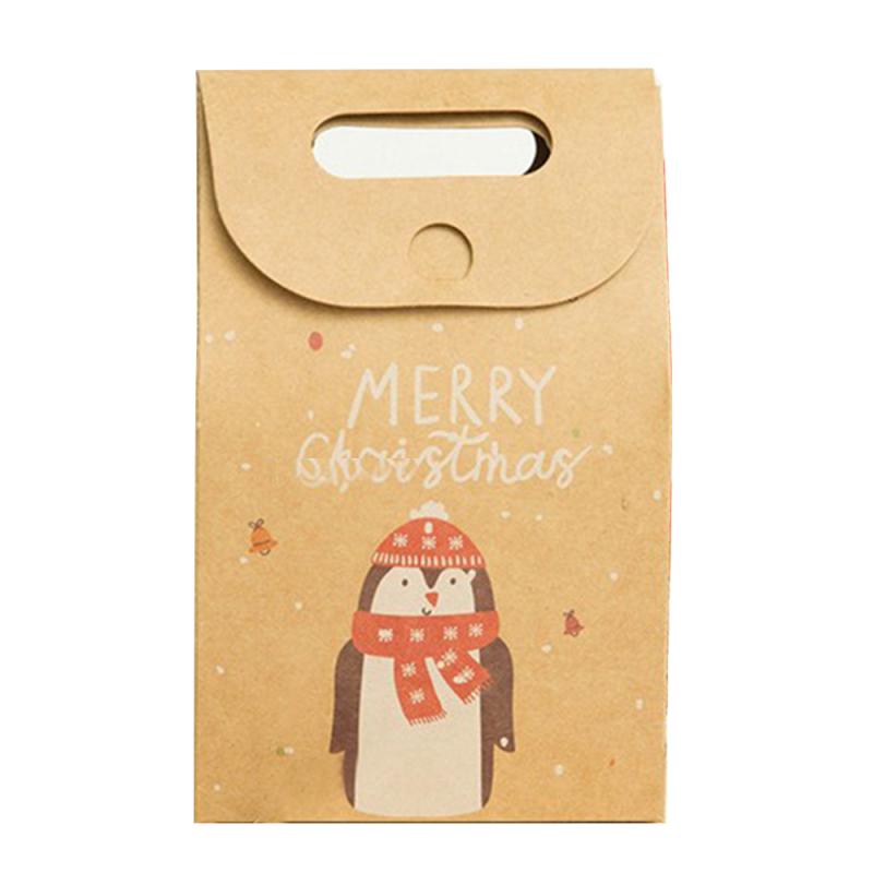 Xmas Box DIY Decor Verpakking Pouch Kerst Apple Candy Cookie Huidige Zak Kerstman Patroon Retro Kraftpapier Tote tas: 2