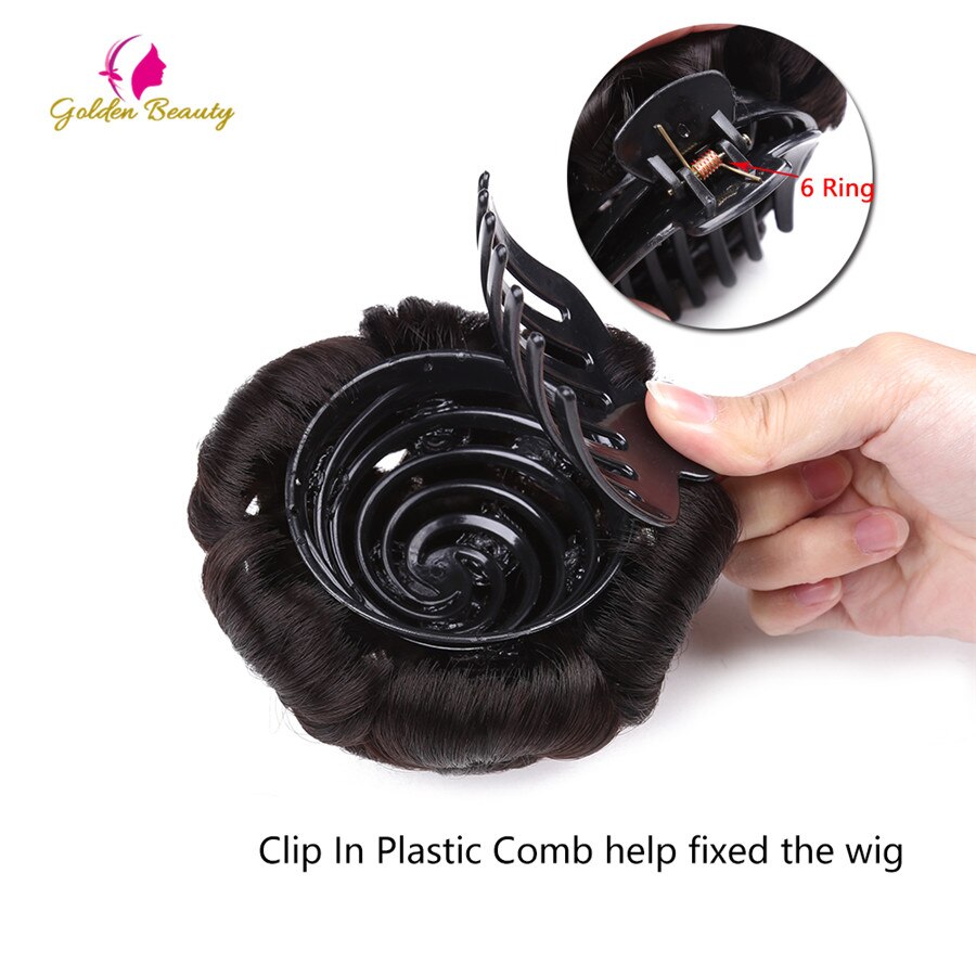 Golden Beauty Women's Synthetic Hair Curly Chignon With Plactic Comb Bride Wedding Clip In Hairpiece Extensions