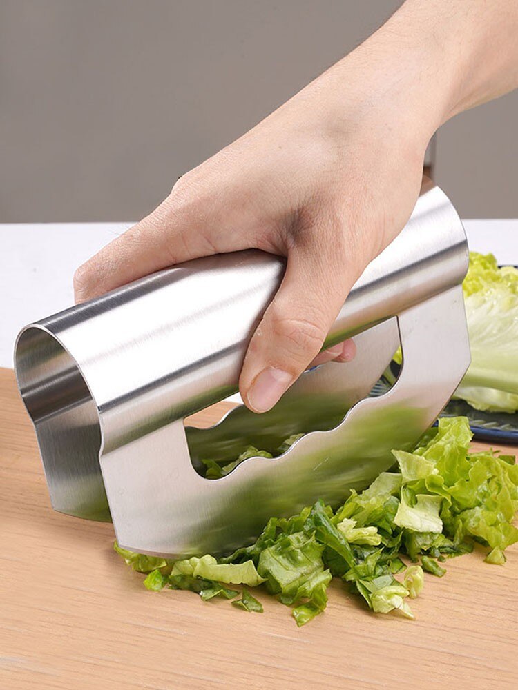 Salad Chopper Stainless Steel Double Blade Cheese Lettuce Vegetable Cutter Vanilla Knife Sharp Edge Mincer Kitchen Gadget