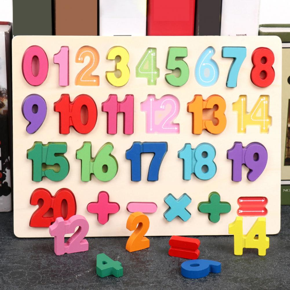 Baby Early Education Intelligence Development Alphabet ABC Numbers Wooden Puzzles Board Educational Children Toy Learning