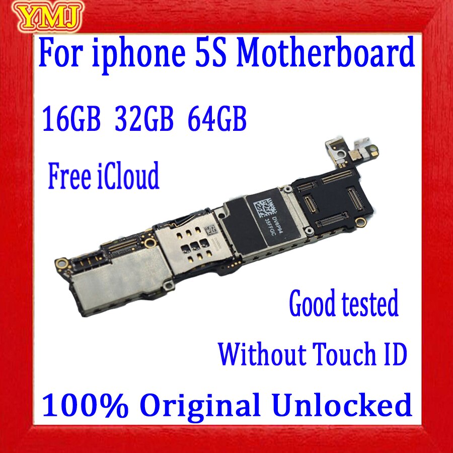 For iphone 5S Motherboard unlocked Mainboard With Touch ID/NO Touch ID,100% Original for iphone 5S Logic board Good Tested