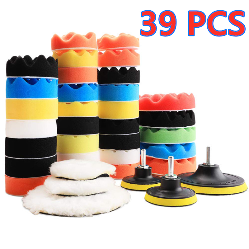 Kit de almohadillas de esponja para pulir autos, Kit de almohadillas de espuma, máquina pulidora, almohadillas de cera para automóviles, motocicletas, vehículos de motor, elimina arañazos: Naranja